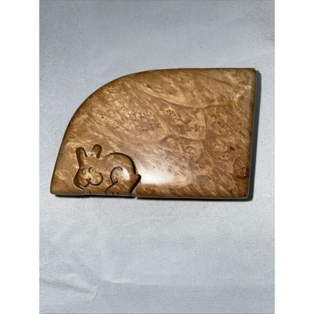 Vintage Richard Rothbard Burl Puzzle Box Bunny 5x3.5x2"